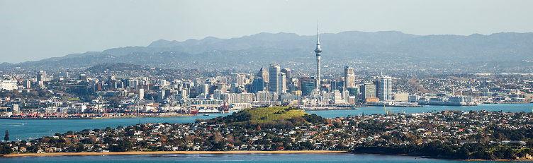 Auckland, New Zealand - June 13, 2014: Panoramic view of Auckland Skyline. Auckland has been rated one of the world's top 10 cities to visit by travel bible Lonely Planet.