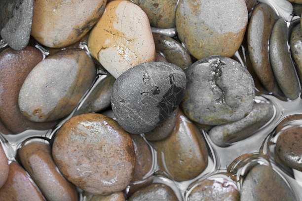 Free picture: Close-up of big rocks on wet ground with dark blue night sky