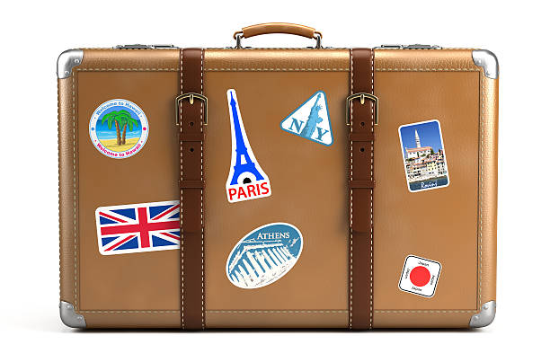 ビンテージのスーツケース - suitcase travel luggage label ストックフォトと画像