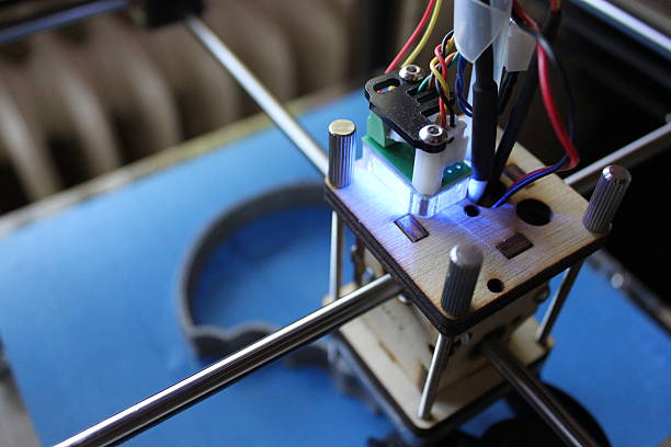 3D printer head Top-view of 3D printer printhead polylactic acid stock pictures, royalty-free photos & images