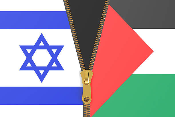 drapeaux d'israël et la palestine, les conflits concept - gaza strip photos et images de collection
