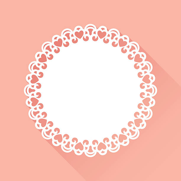 ажурная салфетка сердца - doily stock illustrations