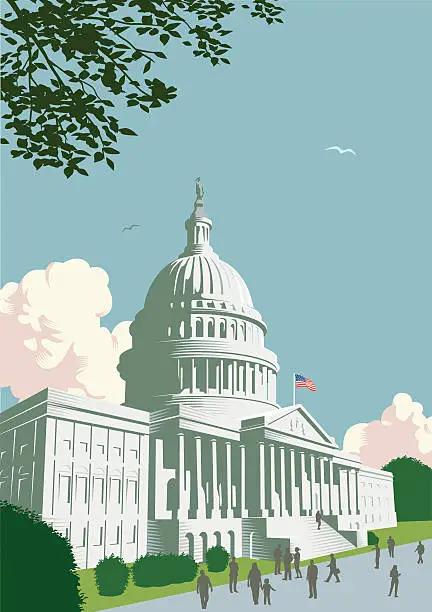 Vector illustration of Capitol Building in Washington DC