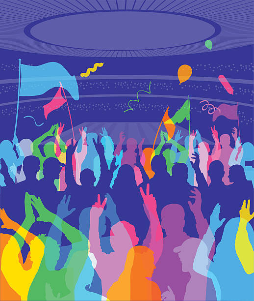 football, soccer or athletics stadium Colourful overlapping silhouettes of spectators in a Sport stadium. EPS10 file, best in RGB, CS5 versions in zip italy soccer stock illustrations