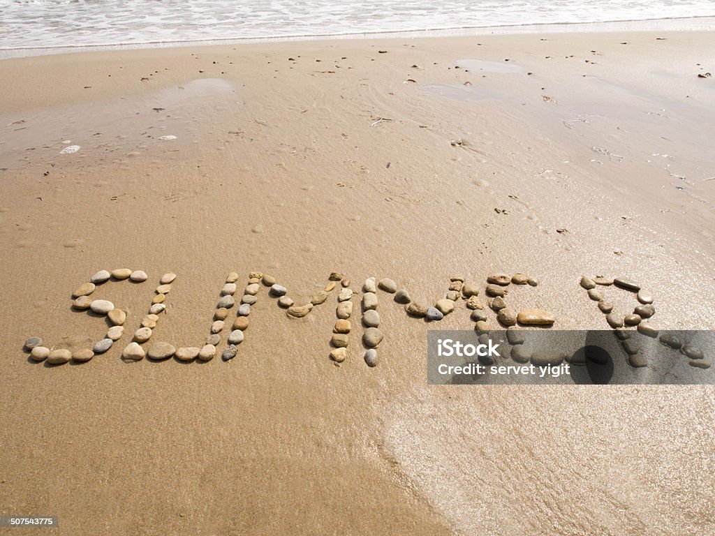 Summer Written In Sand Summer On Beach, Alphabet Stock Photo