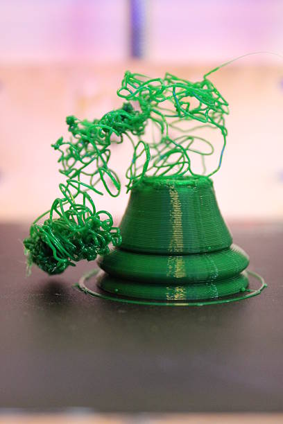Failed 3D print 3D printing failure in dark green PLA polylactic acid stock pictures, royalty-free photos & images
