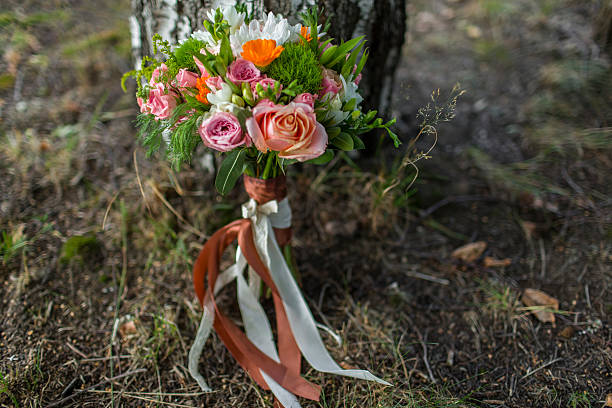 beautiful wedding bouquet background stock photo