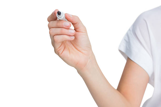 istock Female hand holding black whiteboard marker 507545775