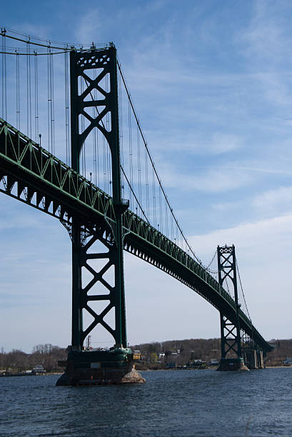 Mount Hope Bridge over Narragansett Bay stock photo