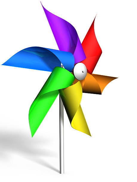 istock Pinwheel with a rainbow colored wheel, rendered in 3D 507546319