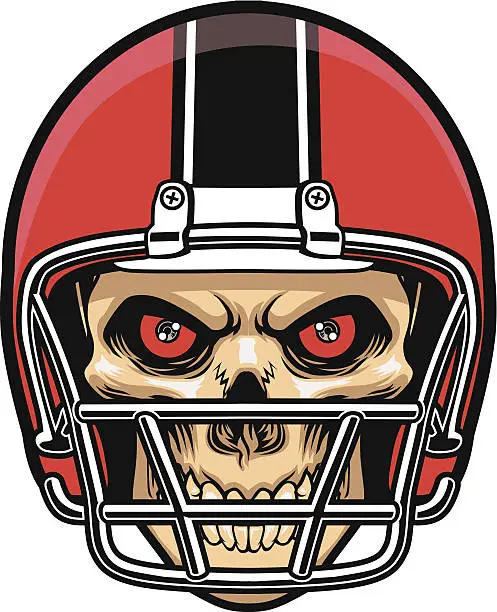 Vector illustration of football player skull
