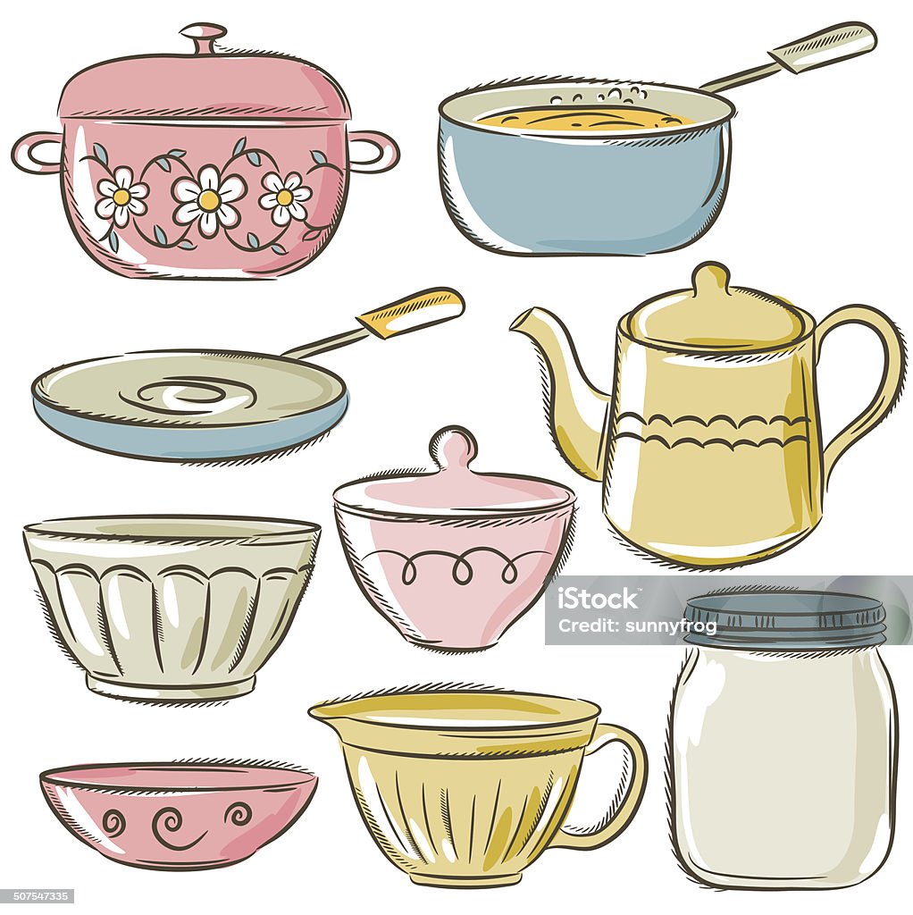 Tableware Graphics Picture Set Of Different Tableware Vector Stock Illustration - Download Image ...