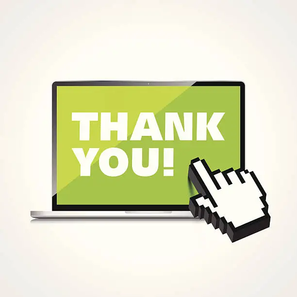 Vector illustration of Thank you words display on High-quality screen.