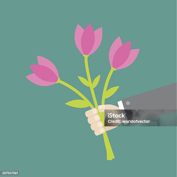 Ilustración de Empresario Mano Sosteniendo Un Ramo De Flores De Tulipán Rosa Diseño Plano y más Vectores Libres de Derechos de Amor - Sentimiento