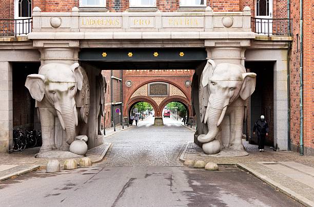 Сopenhagen, Denmark - June 11, 2014: Carlsberg brewery's famous Elephant Gate, Copenhagen