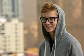 Teenager hipster boy outdoors