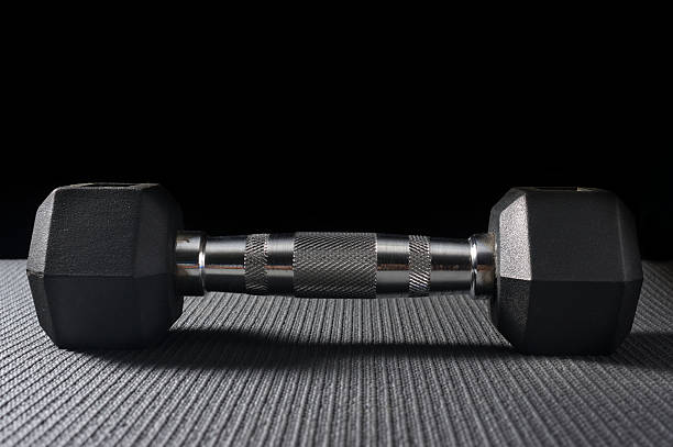 istock Metal dumbbell on mat,sport tools. 507551622