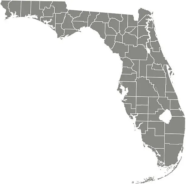 Vector illustration of Florida county map vector outline