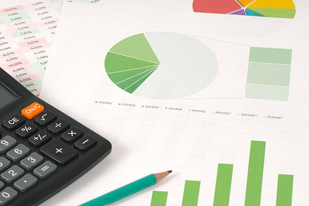istock green pie and bar charts with calculator 507553338