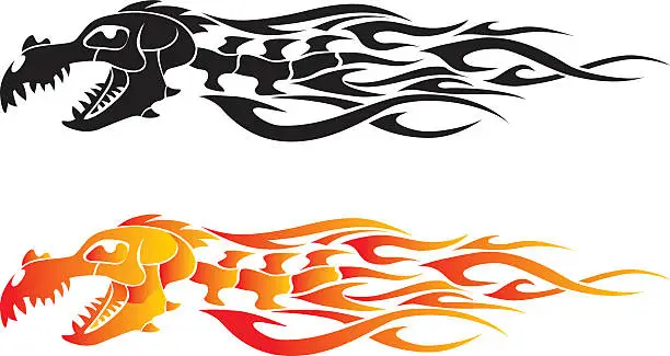 Vector illustration of Dragon Bone Flame Tattoo