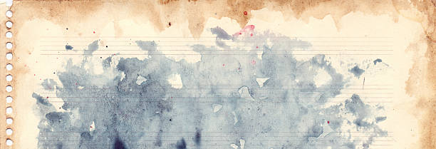 Vintage retro watercolor music sheet background texture grunge Vintage retro watercolor music sheet background texture grunge. perforated paper pictures stock illustrations