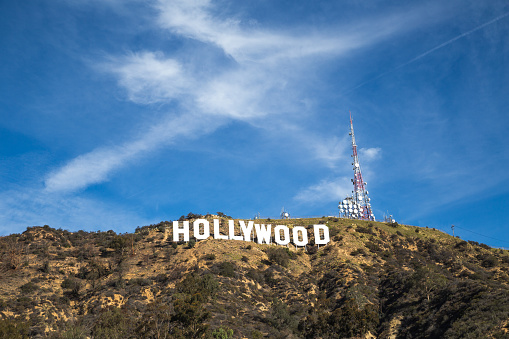 Los Angeles, CA, USA - January 21, 2016 View of the hill with The Hollywood Sign on sunny day