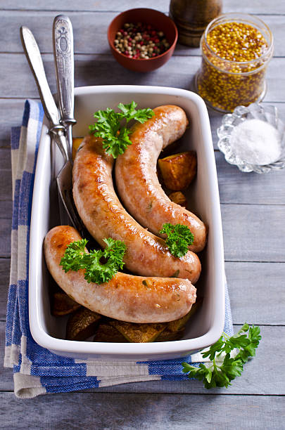 istock Grilled sausages with potatoes 507570742