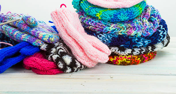 istock Handmade Knitted Mittens, Hats and Slippers 507573036