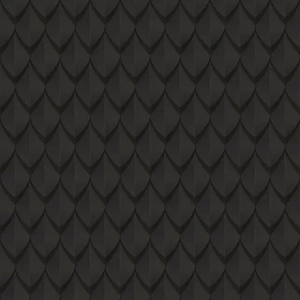 Vector illustration of Black dragon scales seamless background texture