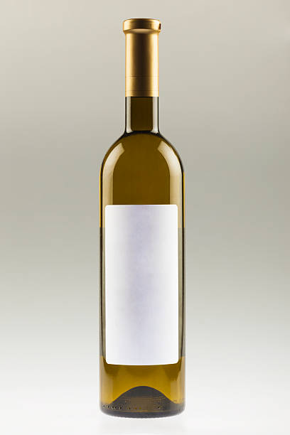 White wine bottle with empty label