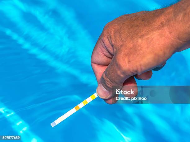 Check The Ph Of A Private Swimming Pool Stock Photo - Download Image Now - Acid, Algae, Alkaline