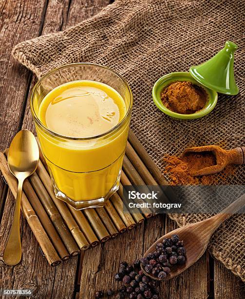 Golden Milk Made With Turmeric Stock Photo - Download Image Now - Anti-inflammatory, Antiseptic, Aromatherapy