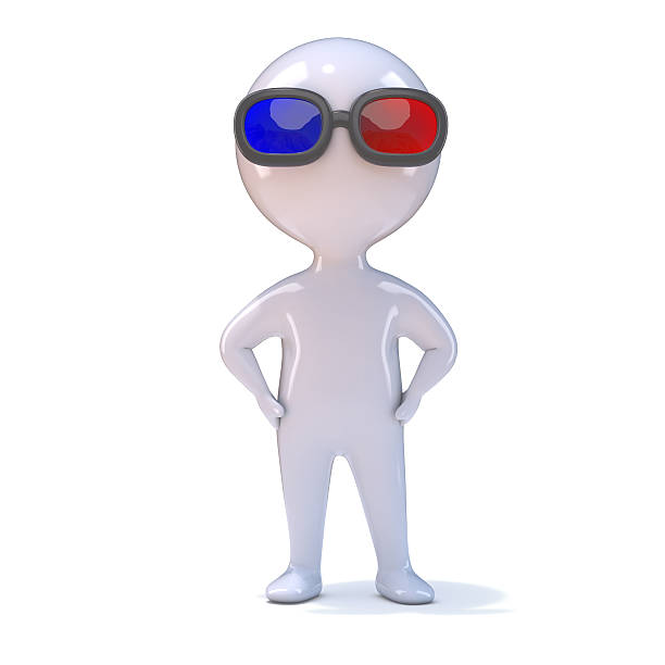 istock 3d Little man wearing 3d glasses 507578511