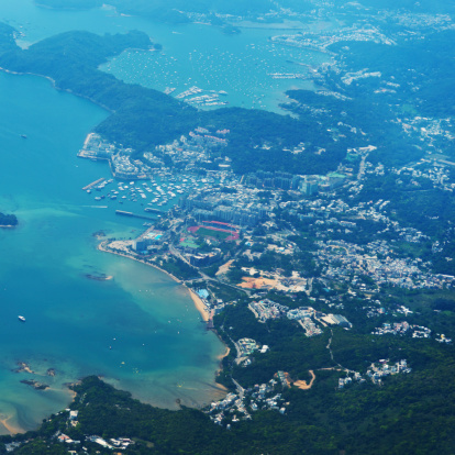 Aerial view of hong kong island.