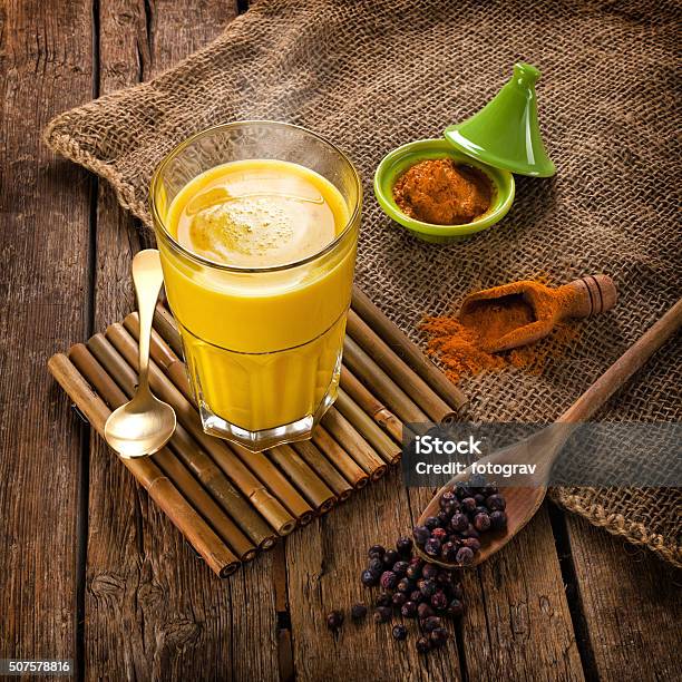 Golden Milk Made With Turmeric Stock Photo - Download Image Now - Anti-inflammatory, Antiseptic, Aromatherapy