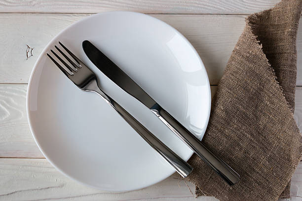 istock plate with cutlery on a white background 507578920