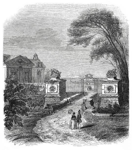 istock Castle and the park of Sceaux (antique engraving) 507580473