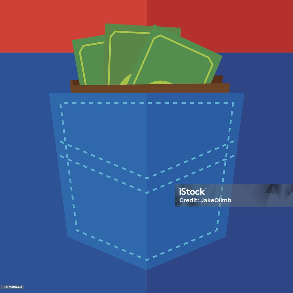 Pocket of Money Vector illustration of a back pocket with a wallet of money in it. Pocket stock vector