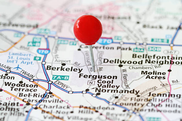 istock Map of Missouri with pin on Ferguson 507581301