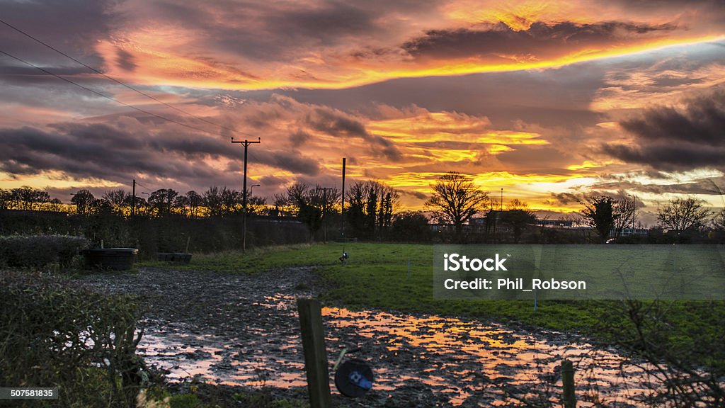 Dramatic sunset over Chester Agricultural Field Stock Photo