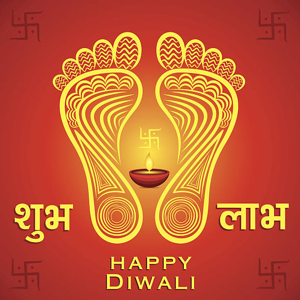 happy diwali, festiwal navratri powitanie karta tle - swastyka hinduska stock illustrations