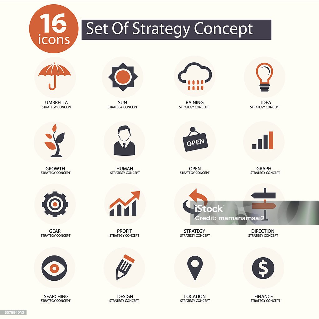 Concepto de estrategia de iconos de vector naranja, versión, - arte vectorial de Estabilidad libre de derechos