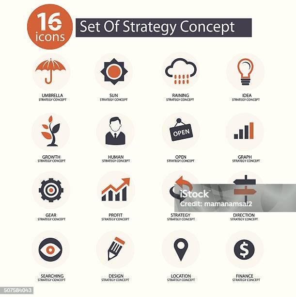 Ilustración de Concepto De Estrategia De Iconos De Vector Naranja Versión y más Vectores Libres de Derechos de Estabilidad