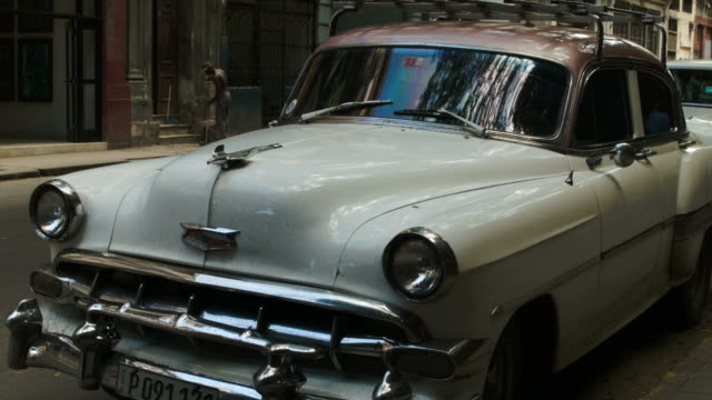 Classic white chevrolet on a street in old Havana