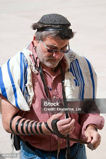 Men Pray At The Wailing Wall Stock Photo - Download Image Now - Adult, Adults Only, Bale