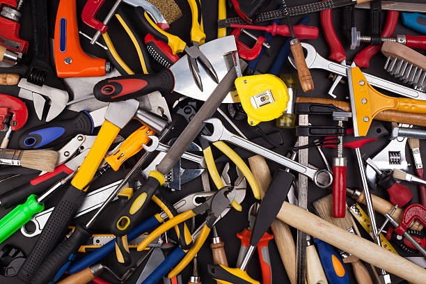 divers outils de travail. - adjustable wrench wrench orange hand tool photos et images de collection