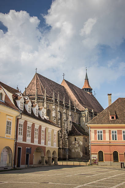 istock Black church at the central square in Brasov 507620025