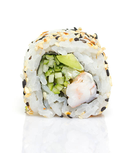 istock One peace of sushi roll isolated on white background 507620237