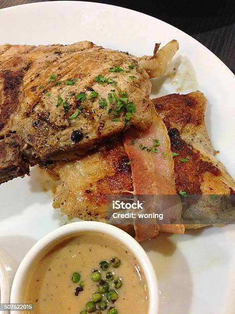The Grilled Pork And Chicken Steak With Pepper Sauce Stock Photo - Download Image Now