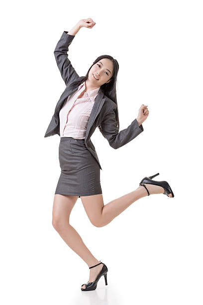 Cheerful business woman stock photo